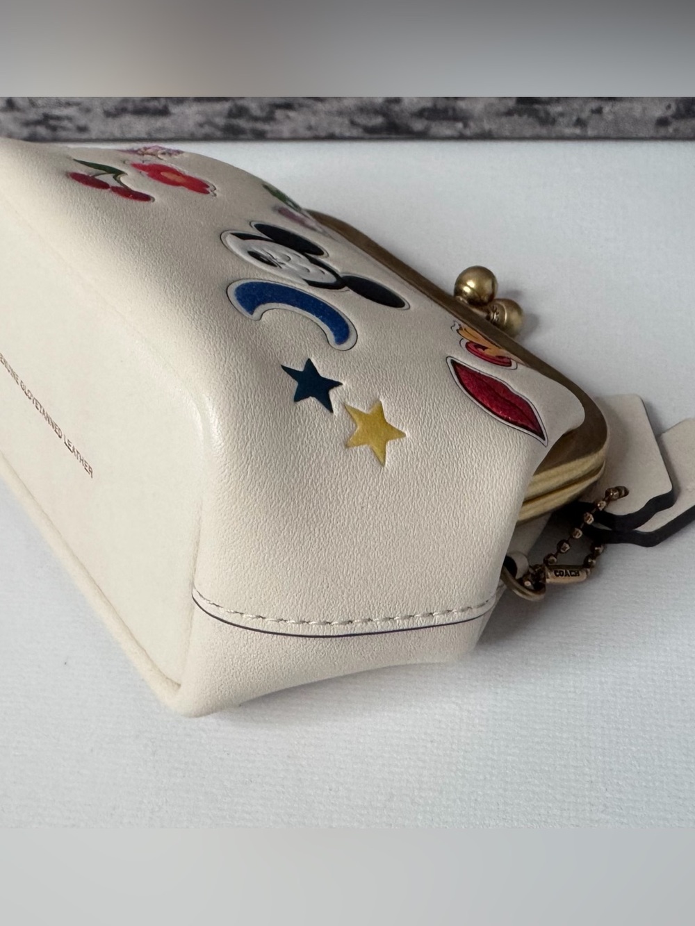 NWT Coach x Disney Kisslock Frame Bag 10 with Sticker Print Chalk CDO91 - Picture 7 of 11